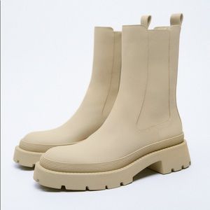 NWT ZARA RUBBERIZED ANKLE BOOTS